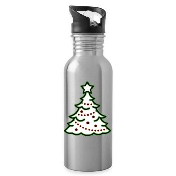 Minimalistischer Tannenbaum Weihnachten Evergreen - Trinkflasche mit integriertem Trinkhalm - Lightsilver - Rechts