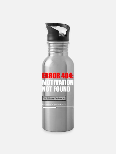 404 Motivation nicht gefunden - Trinkflasche mit integriertem Trinkhalm - Lightsilver