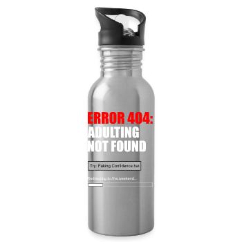 Fehler 404 Adulting Not Found Meme Tee - Trinkflasche mit integriertem Trinkhalm - Lightsilver - Rechts