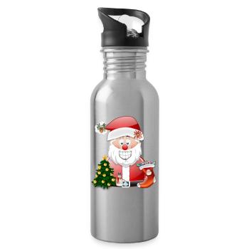 Santa Cheer Christmas Parade - Water bottle with straw - silver - Right
