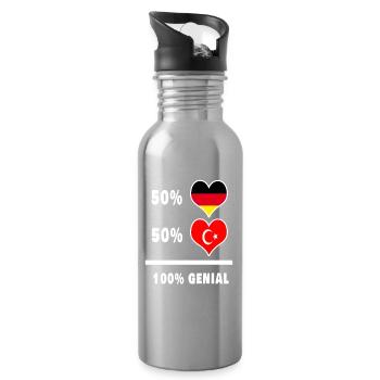 Germany and Turkey awesome / Gift - Water bottle with straw - silver - Right