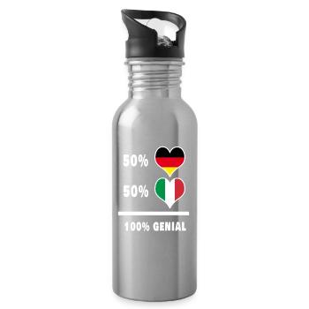 Germany and Italy awesome / Gift - Water bottle with straw - silver - Right