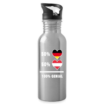 Deutschland und Österreich genial / Geschenk - Trinkflasche mit integriertem Trinkhalm - Lightsilver - Rechts
