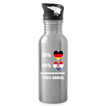 Germany and Croatia awesome / gift flag - Water bottle with straw - silver - Right