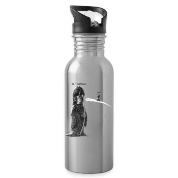 shit happens - Trinkflasche mit integriertem Trinkhalm - Lightsilver - Rechts