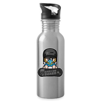 baby winter sports snowboarding - Water bottle with straw - silver - Right