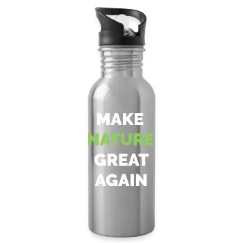 make nature great again Klimaschutz Symbol Baum - Trinkflasche mit integriertem Trinkhalm - Lightsilver - Rechts
