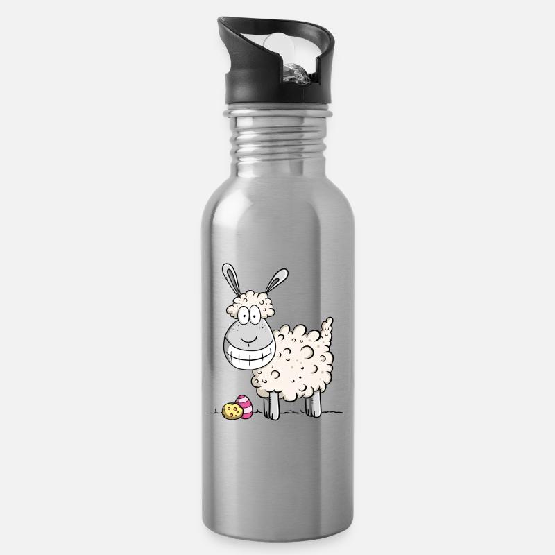 Frohe Ostern Schaf I Ostergeschenk Ostermotiv Fun - Trinkflasche mit integriertem Trinkhalm - Lightsilver