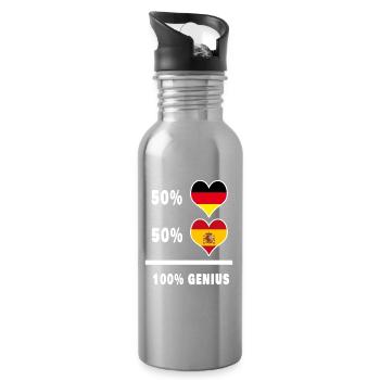 Germany and Spain Genial / Gift - Water bottle with straw - silver - Right
