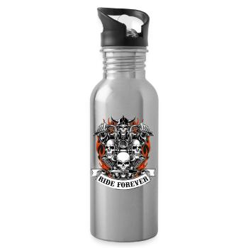 motorcyclist - Water bottle with straw - silver - Right