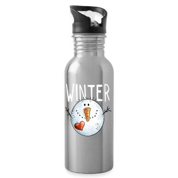 Winter Schneemann - Schneemänner - Schnee - Kälte - Trinkflasche mit integriertem Trinkhalm - Lightsilver - Rechts