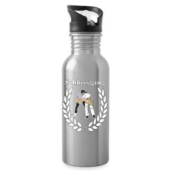 Schwingen Schwinger Schlussgang  Schwingerkönig - Trinkflasche mit integriertem Trinkhalm - Lightsilver - Rechts