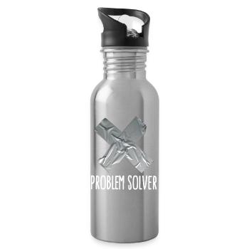 Problem solver funny Duct tape husband father - Water bottle with straw - silver - Right