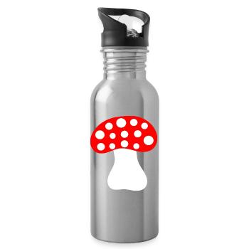 Fliegenpilz, Pilz im Wald Geschenk - Trinkflasche mit integriertem Trinkhalm - Lightsilver - Rechts