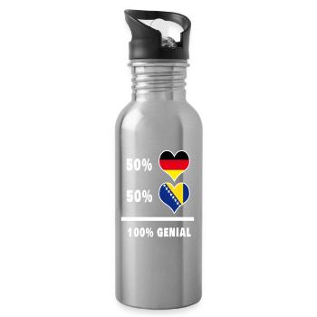Deutschland und Bosnien Genial / Geschenk - Trinkflasche mit integriertem Trinkhalm - Lightsilver - Rechts