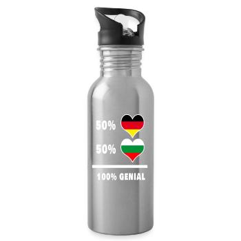 Deutschland und Bulgarien Genial / Geschenk - Trinkflasche mit integriertem Trinkhalm - Lightsilver - Rechts