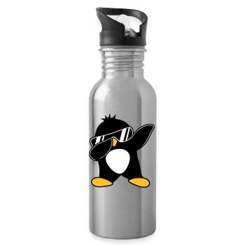 Pingouin dabbing - Gourde avec paille intégrée - argent clair - Droite