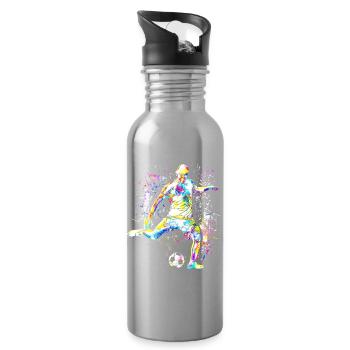Soccer - Soccer player Cristiano - Colorful - Water bottle with straw - silver - Right