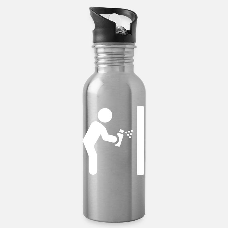 Graffiti Sprayer - Trinkflasche mit integriertem Trinkhalm - Lightsilver