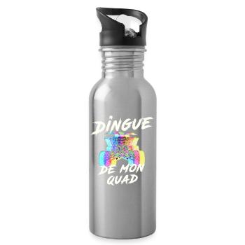 Quad: Crazy quad T-shirt, multi-coloured quad - Water bottle with straw - silver - Right