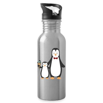 Penguins avec de la glace - Gourde avec paille intégrée - argent clair - Droite