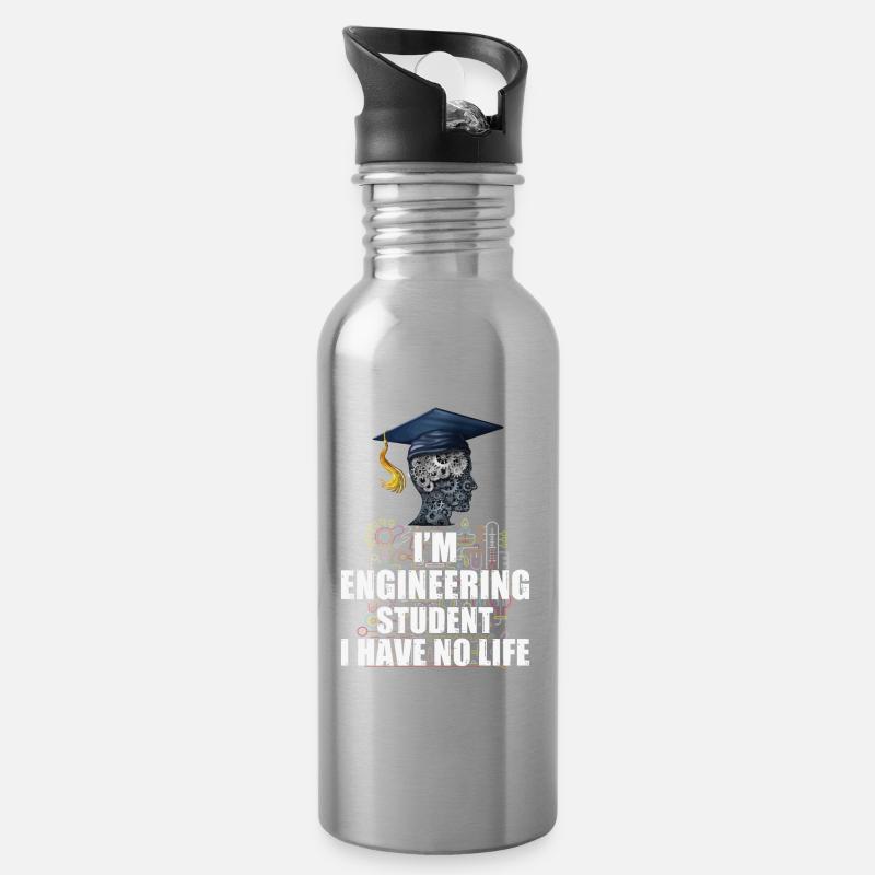 Ingenieur Student - Trinkflasche mit integriertem Trinkhalm - Lightsilver
