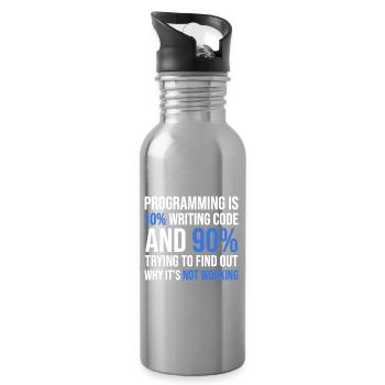 Code Debugging Humor T-Shirt Design - Water bottle with straw - silver - Right