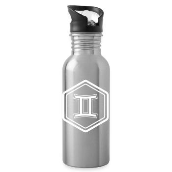 Sternzeichen Zwillinge Symbol Hexagon Vektor - Trinkflasche mit integriertem Trinkhalm - Lightsilver - Rechts