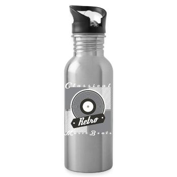 Retro Musik - Trinkflasche mit integriertem Trinkhalm - Lightsilver - Rechts
