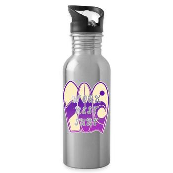 Surfing saying design - Water bottle with straw - silver - Right