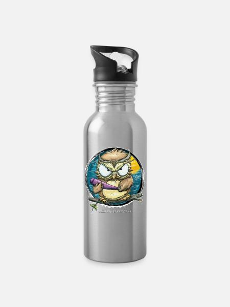 Bis einer Eult! - Trinkflasche mit integriertem Trinkhalm - Lightsilver