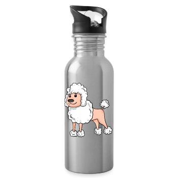 Pudel Weiß Hunderasse - Trinkflasche mit integriertem Trinkhalm - Lightsilver - Rechts
