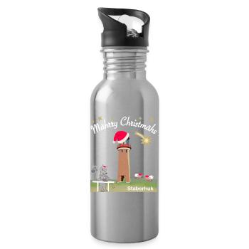 Weihnachten Leuchtturm Staberhuk Fehmarn, Wolf - Trinkflasche mit integriertem Trinkhalm - Lightsilver - Rechts