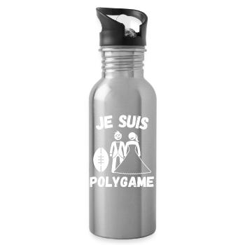 rugby, rugby sport, rugby humour - Gourde avec paille intégrée - argent clair - Droite
