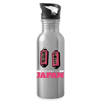 Willkommen in Japan (dunkel) - Trinkflasche mit integriertem Trinkhalm - Lightsilver - Rechts