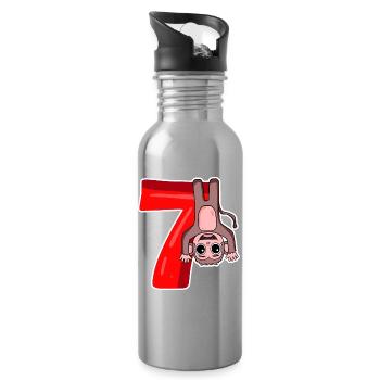 7 ans - 7 ans avec motif animal - Gourde avec paille intégrée - argent clair - Droite