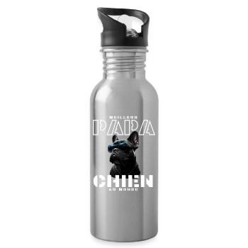 Meilleur Papa Chien Au Monde - Gourde avec paille intégrée - argent clair - Droite