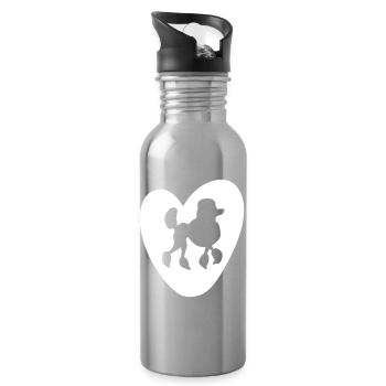 Herz Pudel Vektor Hundeliebe Hund Valentinstag Fan - Trinkflasche mit integriertem Trinkhalm - Lightsilver - Rechts