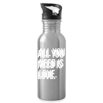 Alles, was du brauchst, ist Liebe - Trinkflasche mit integriertem Trinkhalm - Lightsilver - Rechts