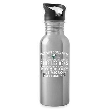 Le Micro Allumé: Musique et Menace - Water bottle with straw - silver - Right