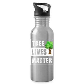 Baum Bäume - Trinkflasche mit integriertem Trinkhalm - Lightsilver - Rechts
