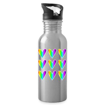 HERZ. HERZ. HEILIGER VALENTINSTAG. LIEBE. LIEBE. WEIHNACHTEN - Trinkflasche mit integriertem Trinkhalm - Lightsilver - Rechts