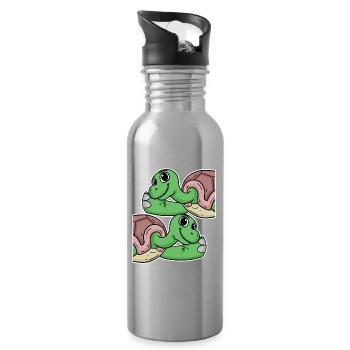 Turtle Turtles - Water bottle with straw - silver - Right