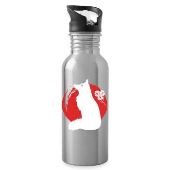 Fox Silhouette Japonais - Gourde avec paille intégrée - argent clair - Droite