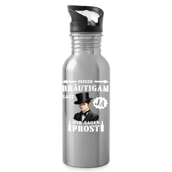 Bräutigam Braut Hochzeit Junggesellenabschied - Trinkflasche mit integriertem Trinkhalm - Lightsilver - Rechts