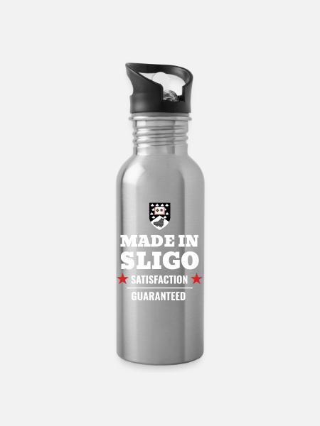Made in Sligo Satisfaction Guaranteed Ireland - Water bottle with straw - silver
