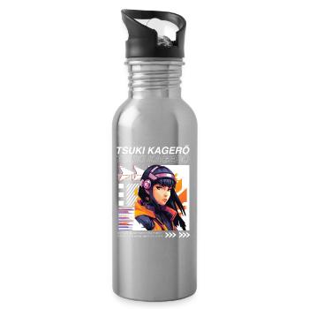 Heldin Neo-Cyber Anime DJ - Trinkflasche mit integriertem Trinkhalm - Lightsilver - Rechts