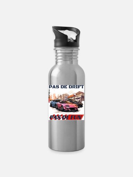 Drift urbain Japonais – Pas de Drift Pas de Fun - Gourde avec paille intégrée - argent clair