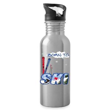 Born to Ski, Wintersport - Trinkflasche mit integriertem Trinkhalm - Lightsilver - Rechts