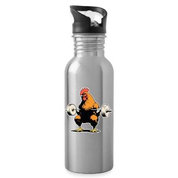 Hahn Bodybuilder Fitness - Trinkflasche mit integriertem Trinkhalm - Lightsilver - Rechts
